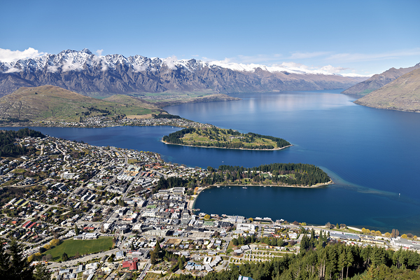New Zealand. Aerial view of Lake Wakatipu. Queenstown. Otago. South Island